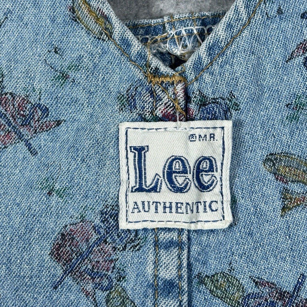 Vintage Lee Authentic Denim Overalls Baby Size 18M fish Pattern 80s RARE Pattern - Picture 15 of 16